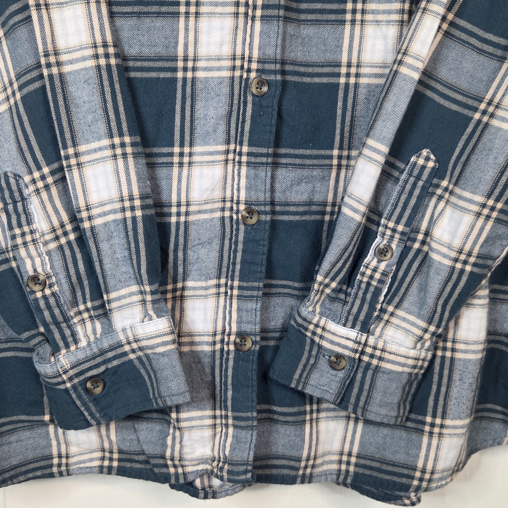 So Womens Soft Plaid Flannel-Style Shirt Cotton XL Green Plaid Button up Outdoor - Picture 5 of 12